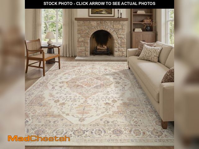 Lot 74-12888374 - FEELHOME 9'x12' Area Rug Washable Carpet Soft Distressed Non Slip Vintage Rugs for Living Room Bedro...