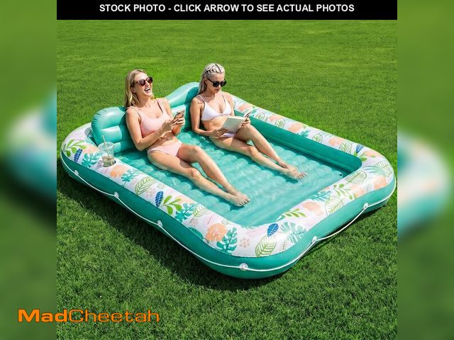 Lot 74-14148803 - Inflatable Tanning Pool Lounger Float, Stonful 87" x 63" Pool Floats Adult with Pillow &amp; Cup Hol...