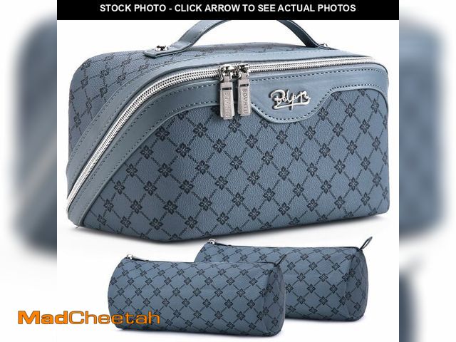 Lot 74-13712954 - BOYATU Travel Makeup Bag Cosmetic Bags for Women: 3 Pcs Set Large Capacity Make up Bag with Handle -...