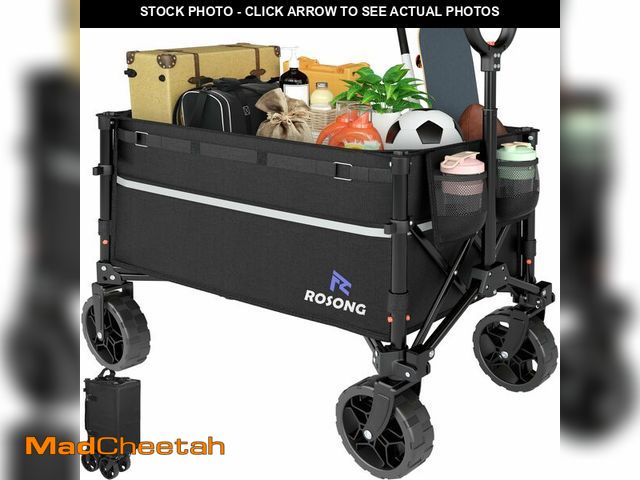 Lot 74-14213105 - ROSONG Collapsible Wagon Cart with Wheels Foldable - Folding Utility Heavy Duty Wagons Carts for Gro...