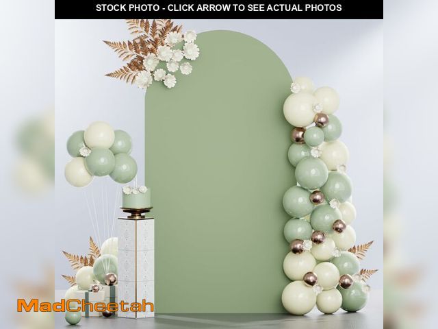 Lot 74-13952457 - MODFUNS 6.6ft Arch Cover Sage Green Spandex Arch Backdrop Cover Round Top Chiara Backdrop Covers Str...