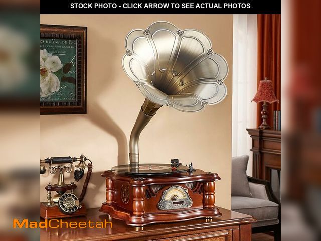 Lot 74-13710859 - Wooden Vintage Gramophone Record Player, Retro Phonograph Record Players,Audio Turntables Vinyl Musi...