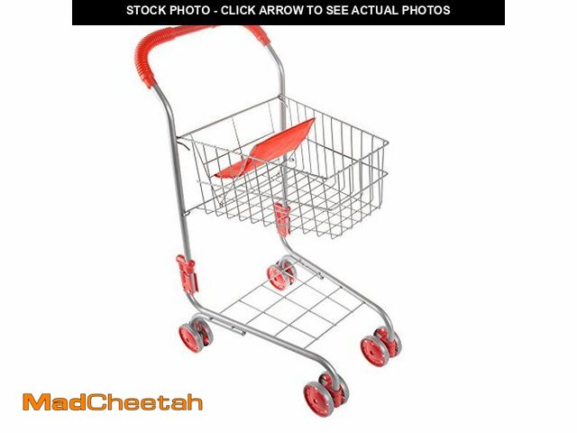 Lot 74-12664573 - Pretend Play Shopping Cart- Toy Grocery Cart with Pivoting Front Wheels and Folds for Easy Storage f...