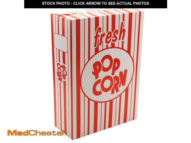 Lot 74-11549741 - Fasmov 100 Pack Paper Popcorn Boxes, 6" L x 2 1/2"W x 8 1/2 "H Close Top Movie Theater Popcorn Boxes...