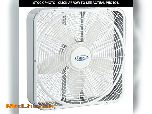 Lot 74-12399899 - Lasko Weather-Shield Performance Box Fan, 3 Speeds, Innovative Wind Ring System for Up to 30% More A...