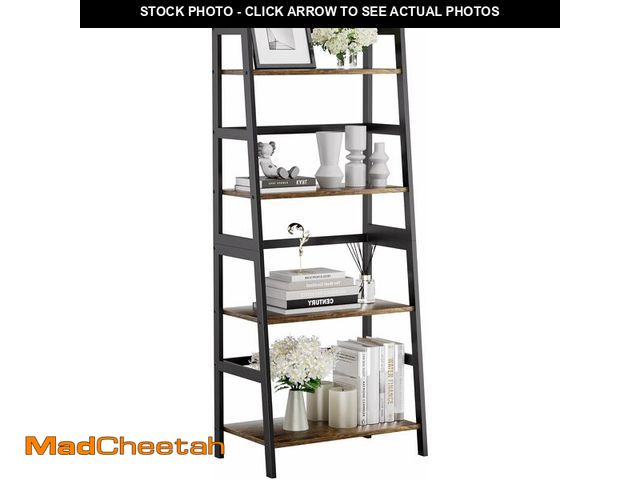 Lot 74-13709766 - HITNET Ladder Shelf, 4 Tier Bookshelf with Bamboo Frame, Freestanding Bathroom Storage Shelving Unit...
