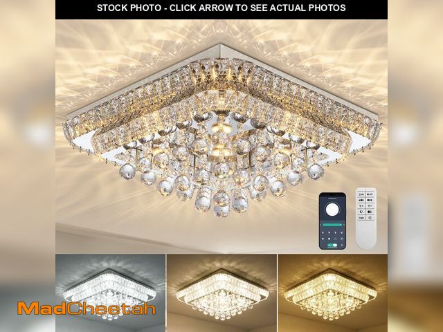 Lot 74-13660653 - REDSTAR 24" Crystal Ceiling-Light Flush Mount with Remote and APP, 3 Colors Temp &amp; Brightness Ad...