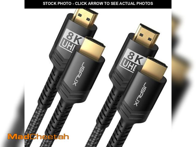 Lot 74-12604249 - JSAUX 8K Long HDMI Cable 15ft 2-Pack 48Gbps Ultra High Speed HDMI 2.1 Braided Cord, 4K@120Hz 144Hz, ...