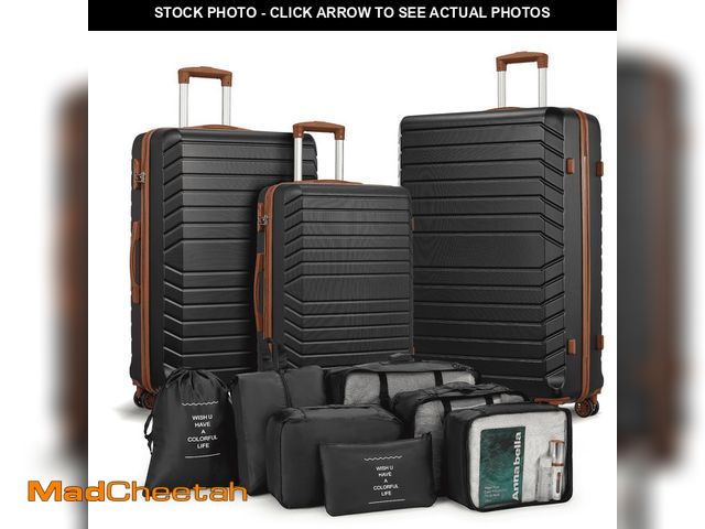 Lot 74-12892344 - (MISSING ACCESSORIES BAGS) Gowill 3 Piece Luggage Sets 20/24/28 inch Travel Suitcase Set with 7PCS O...