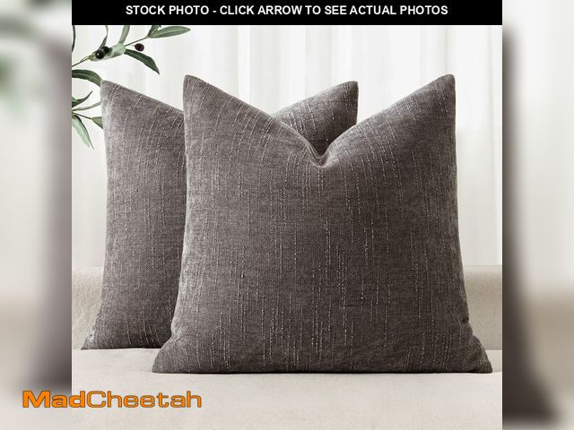 Lot 74-14150488 - MIULEE Pack of 2 Decorative Throw Pillow Covers Soft Thick Solid Textured Chenille Throw Pillows Neu...