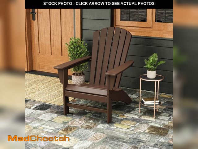 Lot 74-14290996 - POLYWOOD Grant Park Traditional Curveback Mahogany Plastic Outdoor Patio Adirondack Chair (Set of 1)...