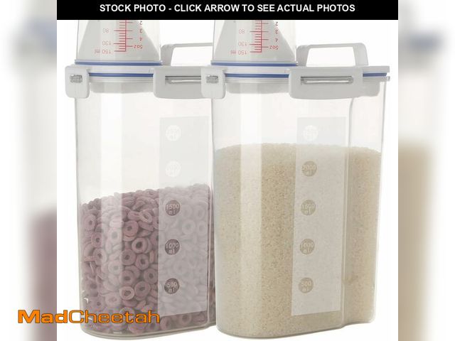Lot 74-13626331 - jioko 2 Pcs 5.5 LB Rice Storage Container, Airtight Cereal Flour Dispenser with Pouring Spout &amp; ...