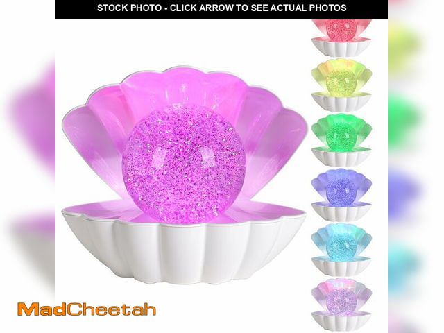 Lot 74-14428738 - LKUA Shell Pearl Beach Themed Night Light, RGB 8 Colors Changing Mood Shell Pearl Lamps, Bedside LED...