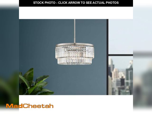 Lot 74-14222958 - Home Decorators Collection Winthrop 3-Light Modern Brushed Nickel Chandelier Light Fixture with Hang...