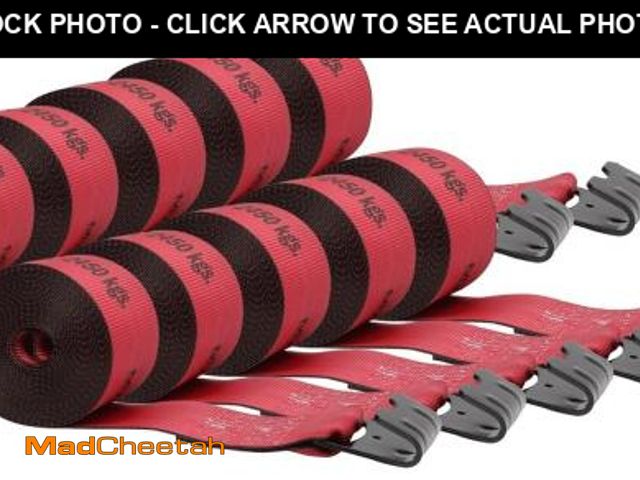 Lot 74-12232714 - Mytee Products Kinedyne Winch Straps 4" x 30" Red Heavy Duty Tie Down with Flat Hooks WLL# 5400 lbs ...