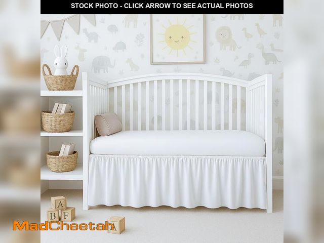Lot 74-12434694 - Cottington Lane White Crib Skirt Dust Ruffle, 100% Natural Cotton, Soft, Durable Nursery Crib Toddle...