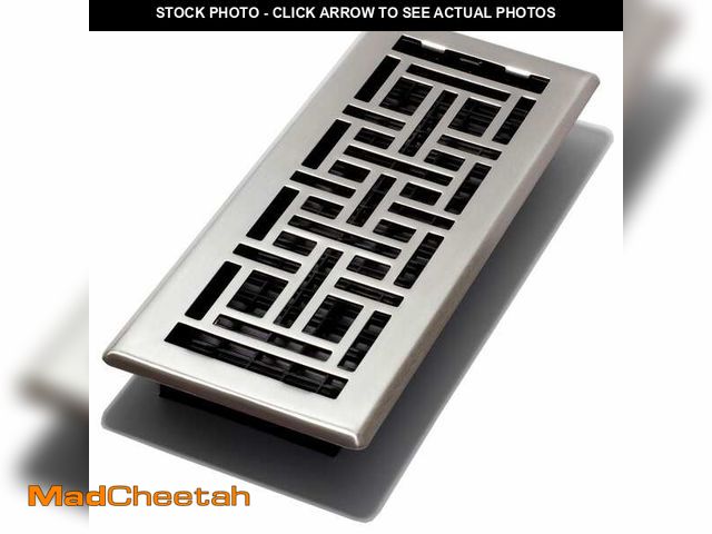 Lot 74-13799232 - Decor Grates 4 in. x 12 in. Brushed Nickel Steel Plated Oriental Register - UNUSED