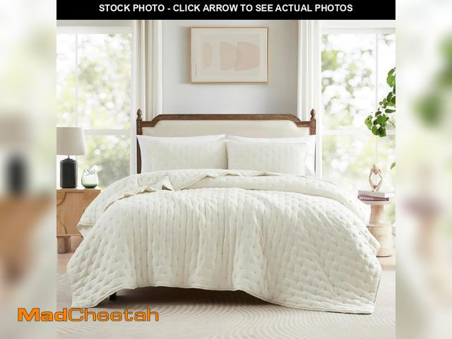 Lot 74-10518246 - WDCOZY Ivory Cloud Quilt King Size Bedding Set with Pillow Sham, Cream White Puffy Cozy Lightweight ...