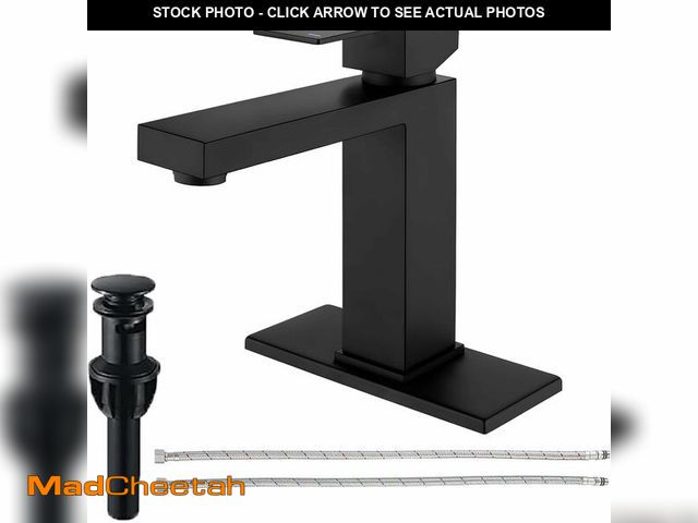Lot 74-12975020 - Matte Black Bathroom Faucet Single Hole,Modern Commercial Vanity Faucet with Deck Plate for 1 Hole,S...