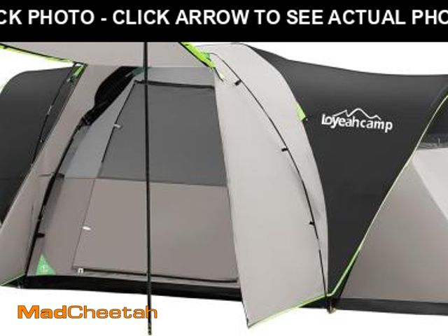 Lot 74-12167618 - LOYEAHCAMP 8 Person Larger Extended Dome Camping Tent with 3 Rooms, Waterproof Semi-Freestanding Fam...