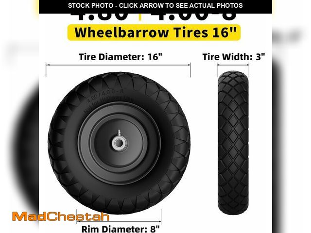 Lot 74-14315344 - RONPOW 4.80/4.00-8 Flat Free Wheelbarrow Tire and Wheel, 16" Solid Puncture Proof Replacement Tires ...