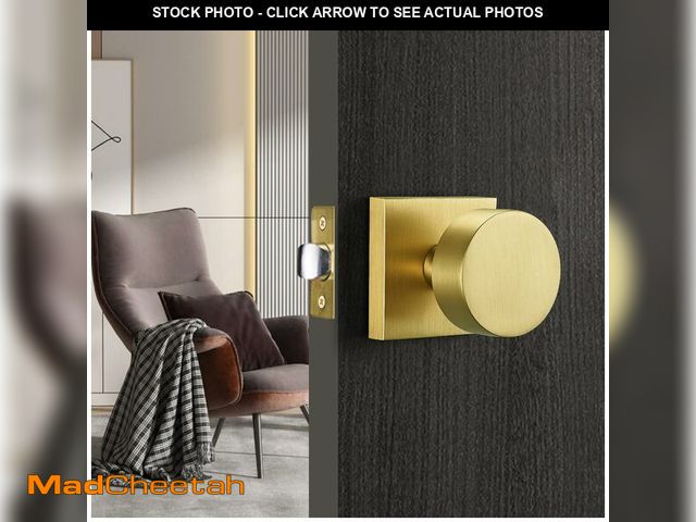 Lot 74-13574665 - SNBTLA Gold Door Knobs,Passage Modern Satin Brass Door Handles Square Rosette for Interior Hallway C...