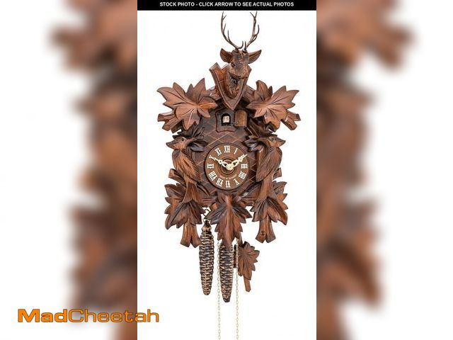 Lot 74-12308264 - ISDD Cuckoo Clock 7 Leaves, 2 Birds, Head of a Deer KA 1613 HK - USED