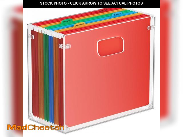 Lot 74-12439213 - MaxGear Hanging File Organizer Box, Acrylic Filing Folder Organizer for Letter Size, Portable Deskto...