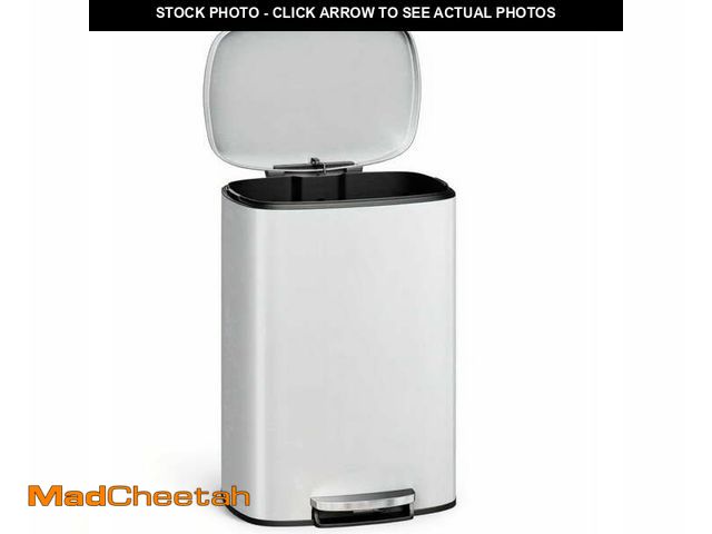 Lot 74-14604661 - Garvee 13.2 Gallon Stainless Steel Kitchen Trash Can with Lid, 1 Inner Bucket, White - UNUSED