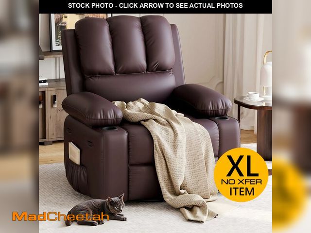 Lot 74-13120693 - GarveeHome Recliner Chairs, Classic Manual Leather Recliner, Home Theater Seating with Lumbar &amp; ...