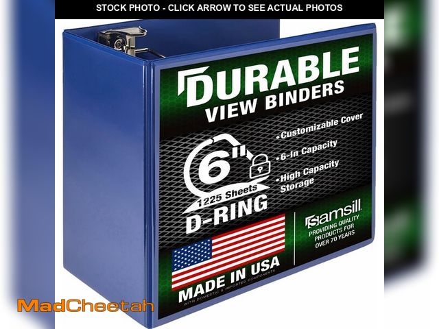 Lot 74-14064301 - Samsill Durable 6 inch 3 Ring Binder, Locking D Ring Binder, Customizable Clear View Cover, Blue, Ho...