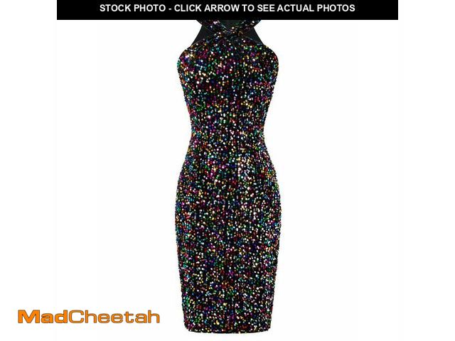 Lot 74-12603314 - GRACE KARIN Women Sequin Dress Formal Prom Homecoming Dress Colorful Black Velvet Sequin M - USED