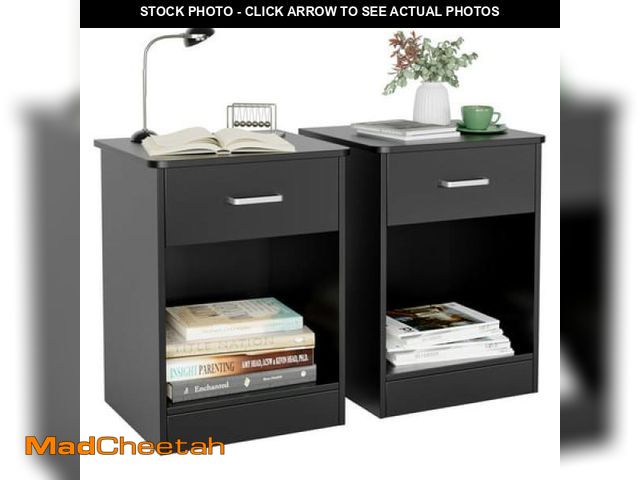 Lot 74-12157842 - Homfa 2-Tier Nightstand with Drawer &amp; Storage Shelf  Side End Table for Bedroom Living Room Set ...