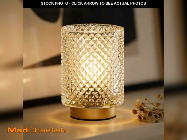 Lot 74-13947771 - Battery Operated Lamp,Cordless Glass Accent Table Lamp with Timer for Bedside,Small Decorative Lamp ...