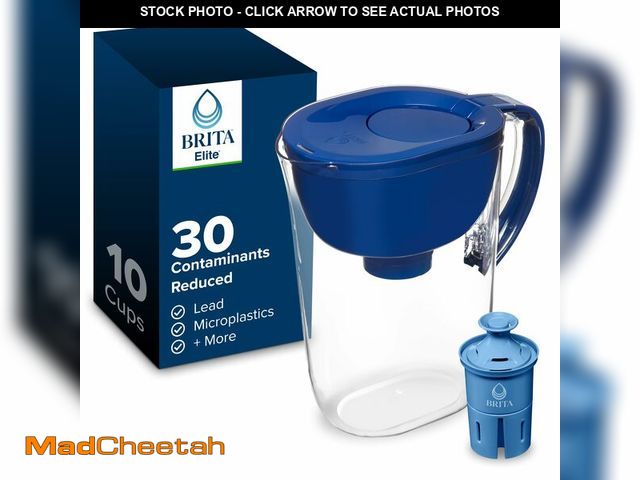 Lot 74-14358026 - Brita Large 10-Cup Elite Water Filter Pitcher, WQA NSF/ANSI Certified, Reduces 99% of Lead, Micropla...