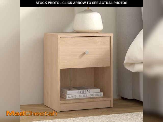 Lot 74-14292954 - (MISSING HARDWARE ) Portland 1-Drawer Jackson Hickory Nightstand 19.06 in. H x 14.92 in. W x 11.85 i...