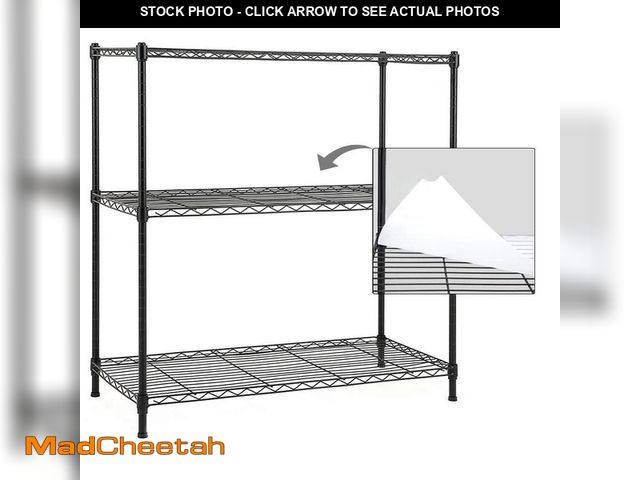 Lot 74-13667580 - EFINE Black 3-Tier Carbon Steel Wire Garage Storage Shelving Unit, NSF Certified (36 in. W x 36 in. ...