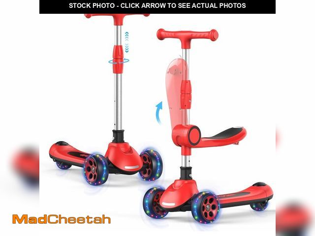 Lot 74-12695687 - Kids Scooter,LED Lighted Wheels and 3 Adjustable Height Handlebars Scotters for Kids 3-12,3 Wheel 2-...