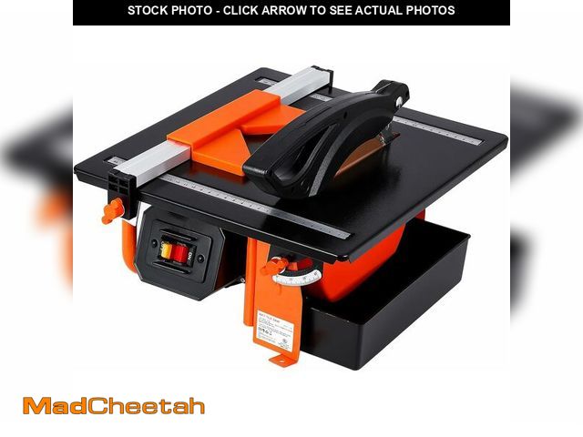 Lot 74-13042034 - EliteEdge 7 inch Wet Tile Saw, 3450 RPM, Bevel cuts tile from 0 to 45 Degrees, Tile Cutter Wet Saw w...