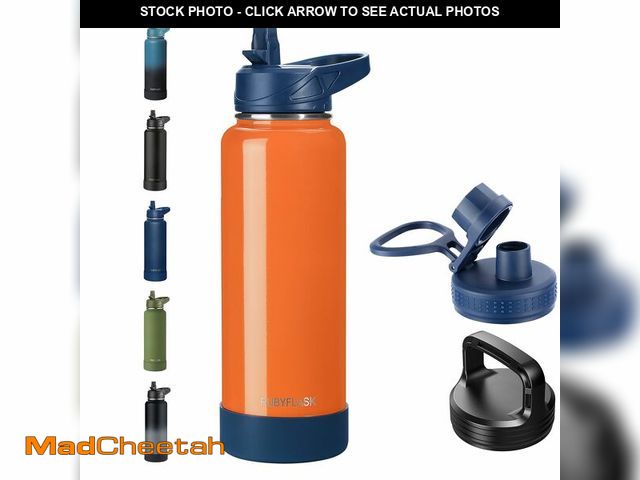 Lot 74-14213138 - RUBYFLASK 40oz Insulated Water Bottle with Straw, Stainless Steel Metal Vacuum Water Flask, Large Th...