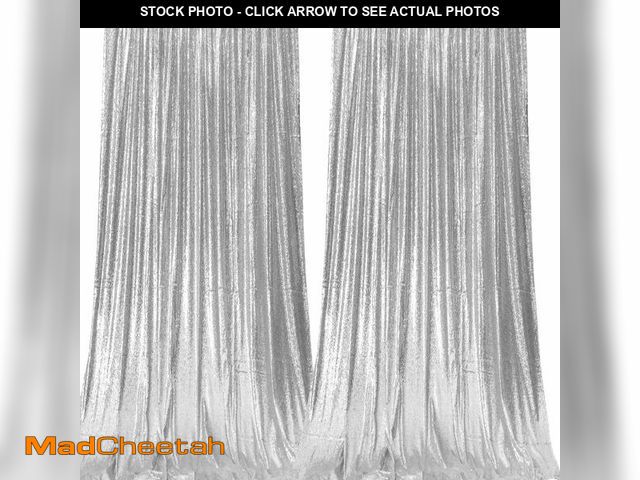 Lot 74-14210224 - JYFLZQ Silver Sequin Backdrop Curtains 4x10ft(WxH) 2 Panels Glitter Photo Booth Photography Backdrop...