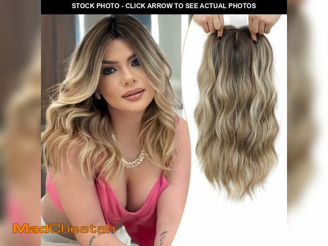 Lot 74-14338123 - PANEWAY Hair Topper 16 Inch Synthetic Wavy Clip in Hair Piece for Women, Balayage Dark Brown Root to...