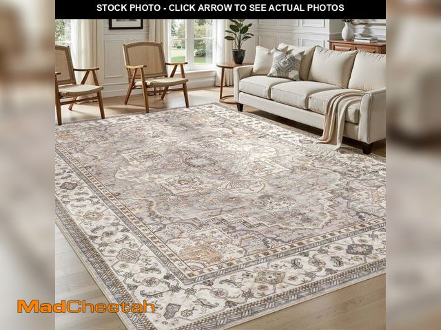 Lot 74-12668411 - UERMEI 8'x10' Washable Area Rugs for Living Room, Vintage Floral Boho Printed Carpet, Non Slip Indoo...