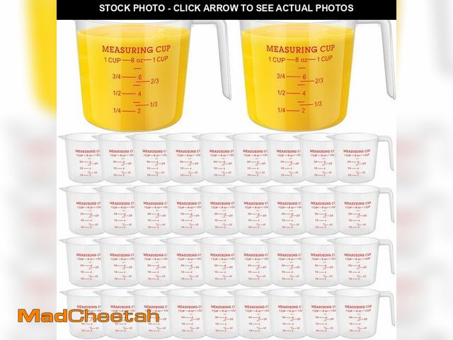 Lot 74-14477389 - Kanayu 36 Pcs Plastic Measuring Cup Clear Measuring Mug with Spout and Handle Grip Capacity Clear Gr...