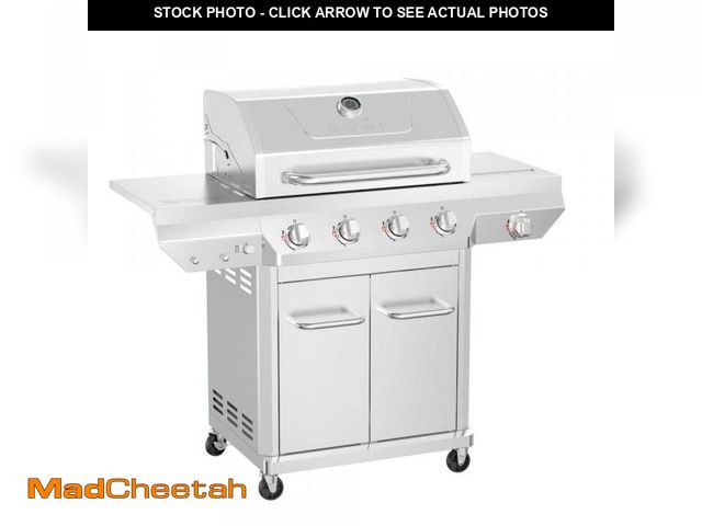 Lot 74-12294834 - Nexgrill 4 Burner Stainless Steel Propane Gas Grill with Side Burner - USED