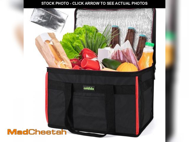 Lot 74-11551495 - icemido Insulated Reusable Grocery Bags (1-Pack), Cooler Bags insulated with Hard Bottom Insert Stan...