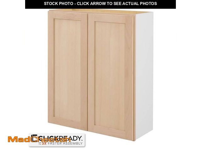 Lot 74-13770103 - Hampton Bay 30 in. W x 12 in. D x 36 in. H Ready to Assemble Wall Kitchen Cabinet in Unfinished with...