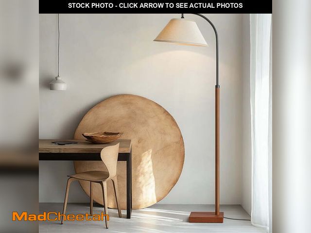 Lot 74-12850344 - Oneach 63" MDF Metal Tall Floor Lamp for Living Room with Lamp Shade, Farmhouse Standing Lamp for Be...