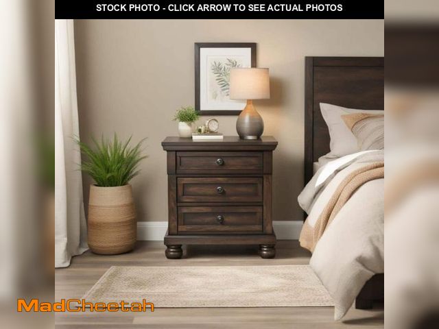 Lot 74-12463084 - Picket House Furnishings Kingsley 3-Drawer Nightstand w/ USB in Walnut - UNUSED