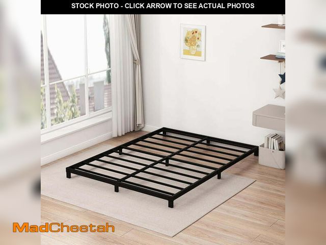 Lot 74-12888644 - Maenizi Low 5 inch King Size Bed Frame, Heavy Duty Metal Platform Low King Bed Frame, No Box Spring ...